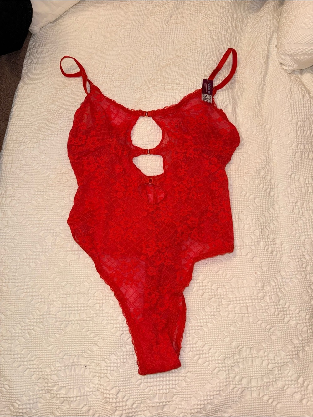 Adore Me Red Lace Cutout Teddy Bodysuit